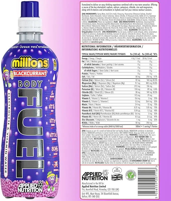 BODY FUEL ELECTROLYTE WATER - 12x500ml - MILLIONS BLACKCURRANT    mourixa qatar 4.webp