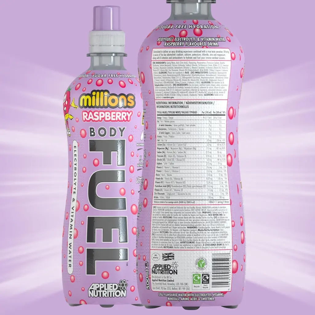 BODY FUEL ELECTROLYTE WATER - 12x500ml - MILLIONS RASPBERRY    mourixa qatar 2.webp