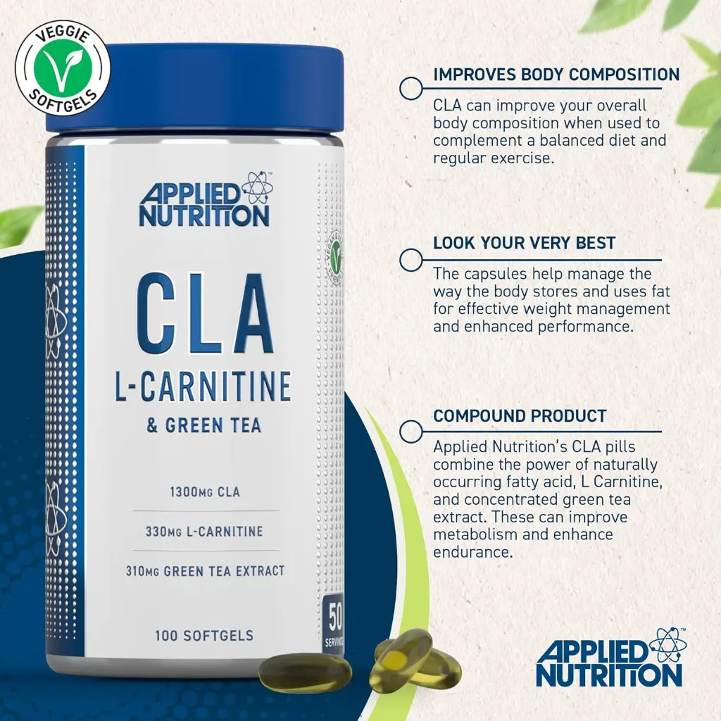 CLA L-CARNITINE & GREEN TEA - 100 SOFT V GELS mourixa qatar 3.webp