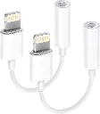Apple MFi Certified 2 Pack Lightning to 3.5 mm Headphone Jack Adapter for iPhone