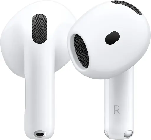 Apple AirPods 4 Wireless Earbuds, Bluetooth Headphones, Personalized Spatial Audio, Sweat and Water Resistant, USB-C Charging Case, H2 Chip, Up to 30 Hours of Battery Life, Effortless Setup for iPhone 