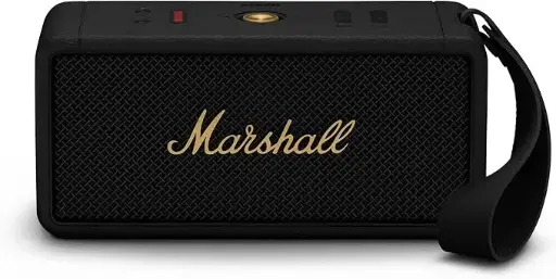 [1006034] Marshall Middleton Portable Bluetooth Speaker, Black and Brass