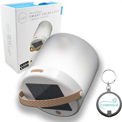 [4194] Luci Connect Smart Solar Light & Mobile Charger with Phone App to Control Lighting Bundle with a Lumintrail Keychain Light