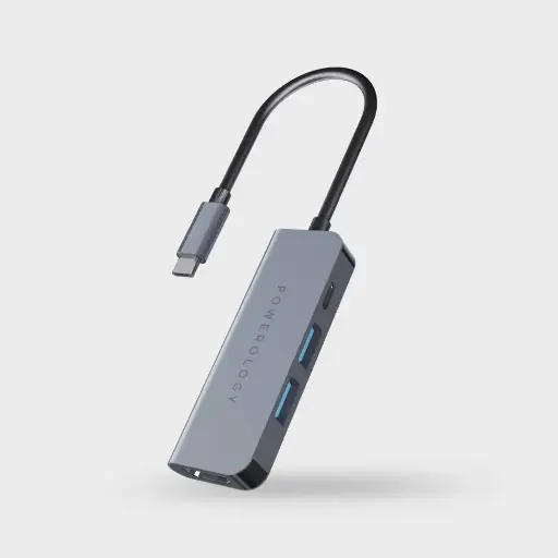 [P4CHBGY] Powerology 4 In 1 USB-C Hub With Hdmi & Usb 3.0